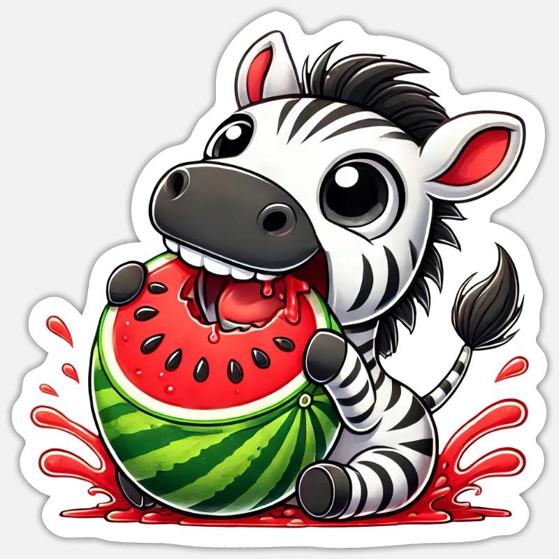 Melon zèbre Fruité Été Pastèque Fun Sticker taille S (10 x 10 cm)