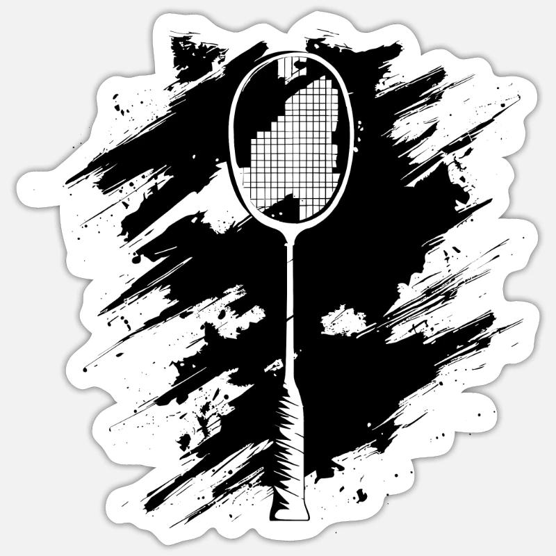 Badmintonschläger Zeichnung - Sticker Größe S (10 x 10 cm) - Mattweiß