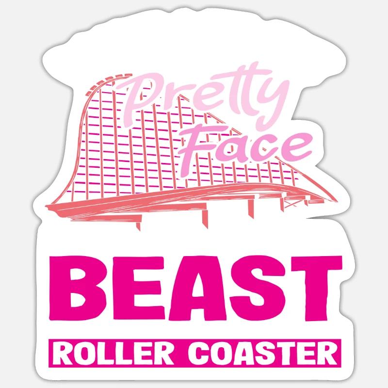 Roller coaster adventure for brave faces - Sticker size S (10 x 10 cm) - white matte