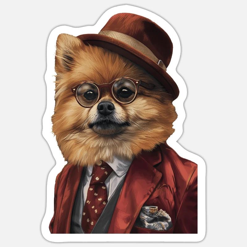 Zwergspitz - Sticker Größe S (10 x 10 cm) - Mattweiß