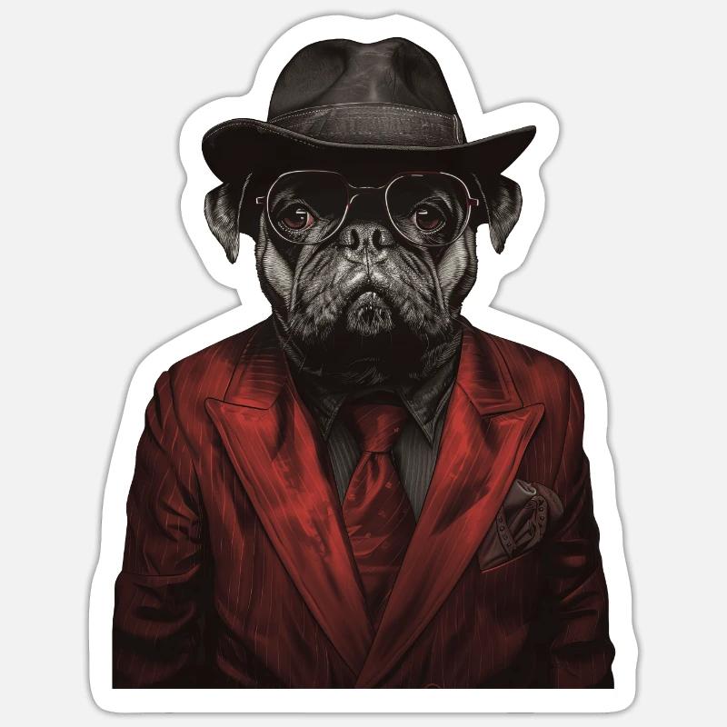 Mops Sticker Größe S (10 x 10 cm)