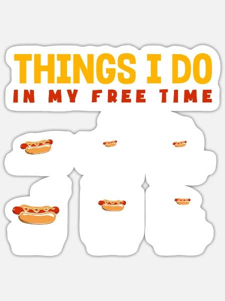 Hot Dog Freizeitbeschäftigungen - Sticker Größe S (10 x 10 cm) - Mattweiß