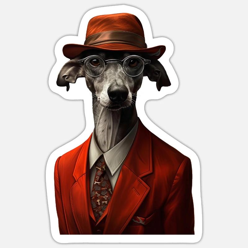 Whippet - Sticker Größe S (10 x 10 cm) - Mattweiß