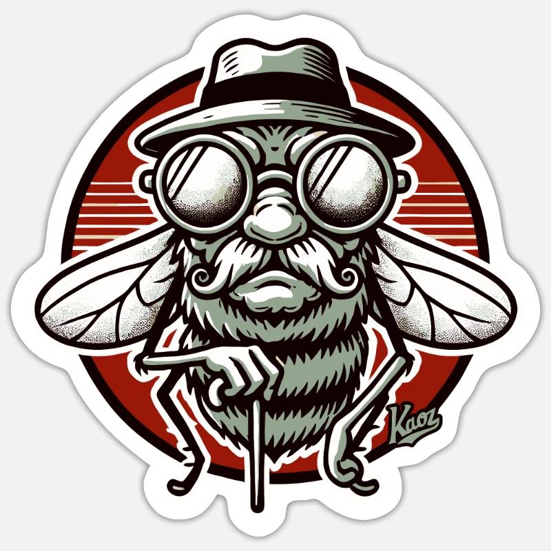 grumpy grandpa bow tie - Sticker size S (10 x 10 cm) - white matte
