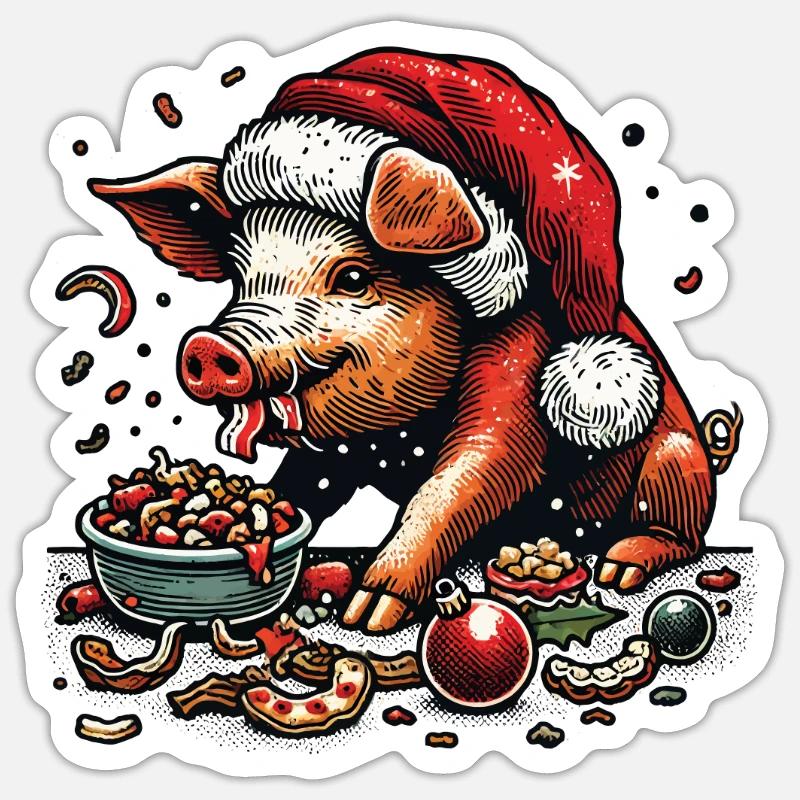 Christmas gluttony devoured with funny Sticker size S (10 x 10 cm)