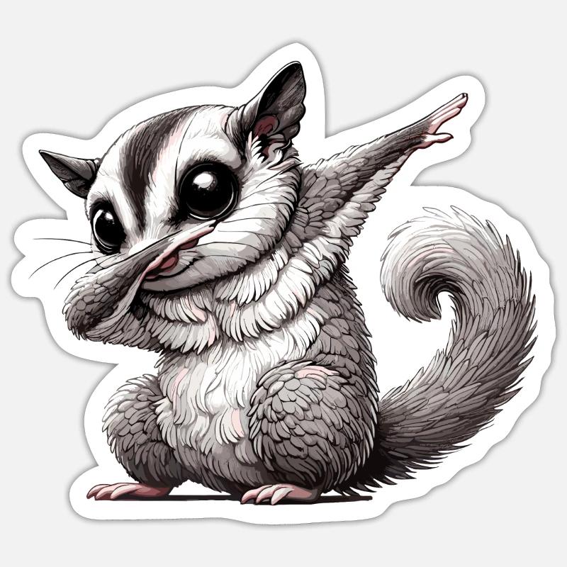 Kurzkopfgleitbeutler, phalanger volant, dabbing - Sticker taille S (10 x 10 cm) - blanc mat