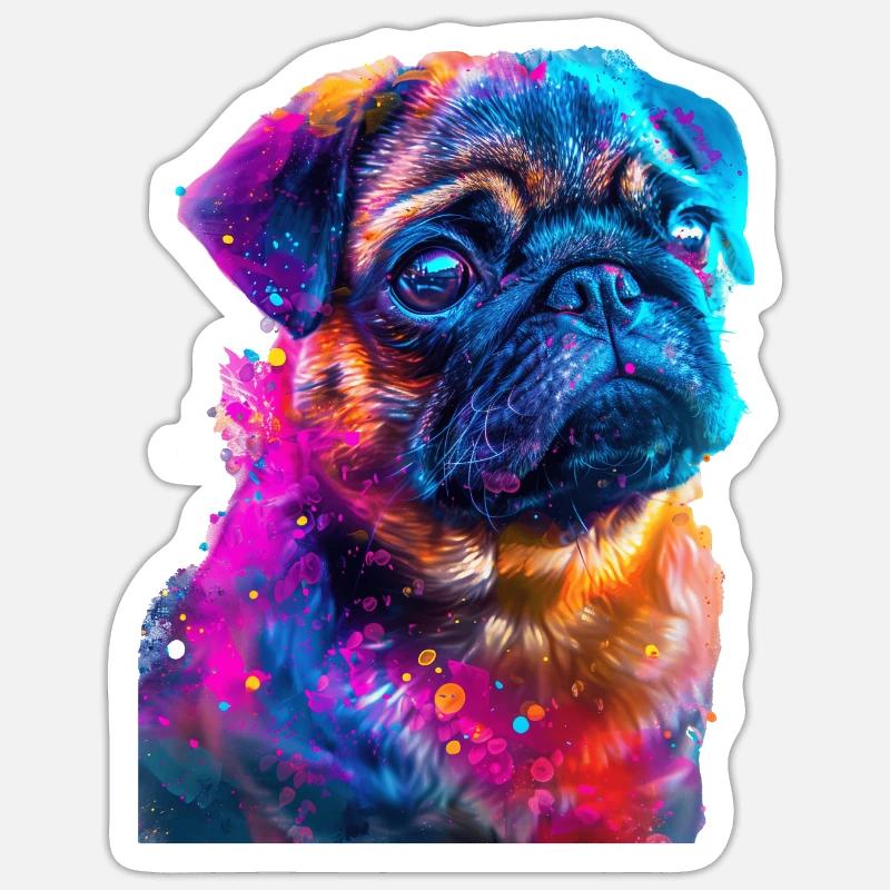 Mops - Sticker Größe S (10 x 10 cm) - Mattweiß