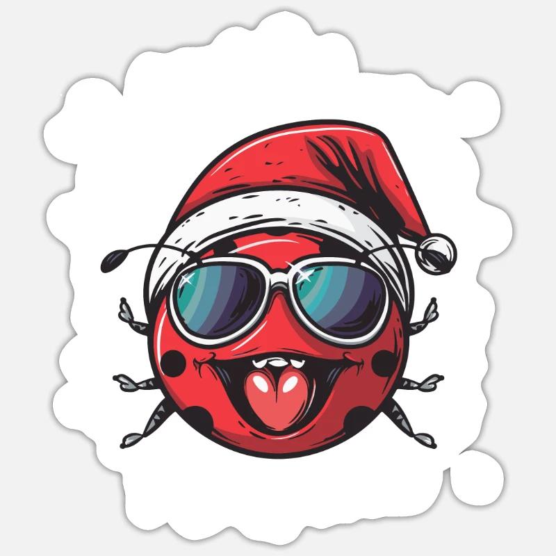 Ladybug Christmas Funny - Sticker size S (10 x 10 cm) - white matte