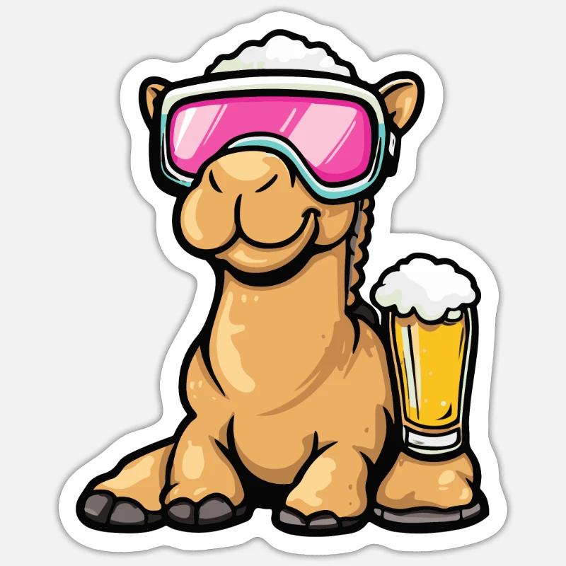 Bière de ski Camel - Sticker taille S (10 x 10 cm) - blanc mat