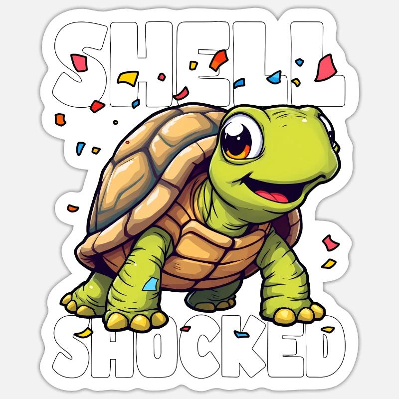 SHELL SCHOCKIERT UND LIEBT ES - Sticker Größe S (10 x 10 cm) - Mattweiß