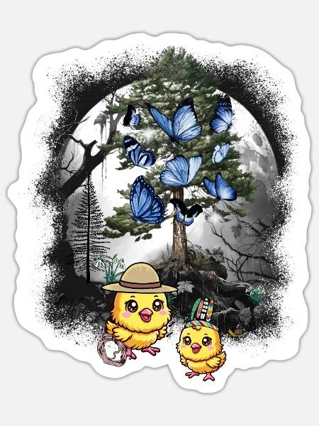 Küken Kinder Wilder Westen Western spielen Kinder - Sticker Größe S (10 x 10 cm) - Mattweiß