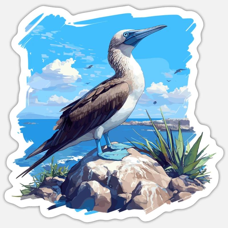 Blue-footed booby - Sticker size S (10 x 10 cm) - white matte