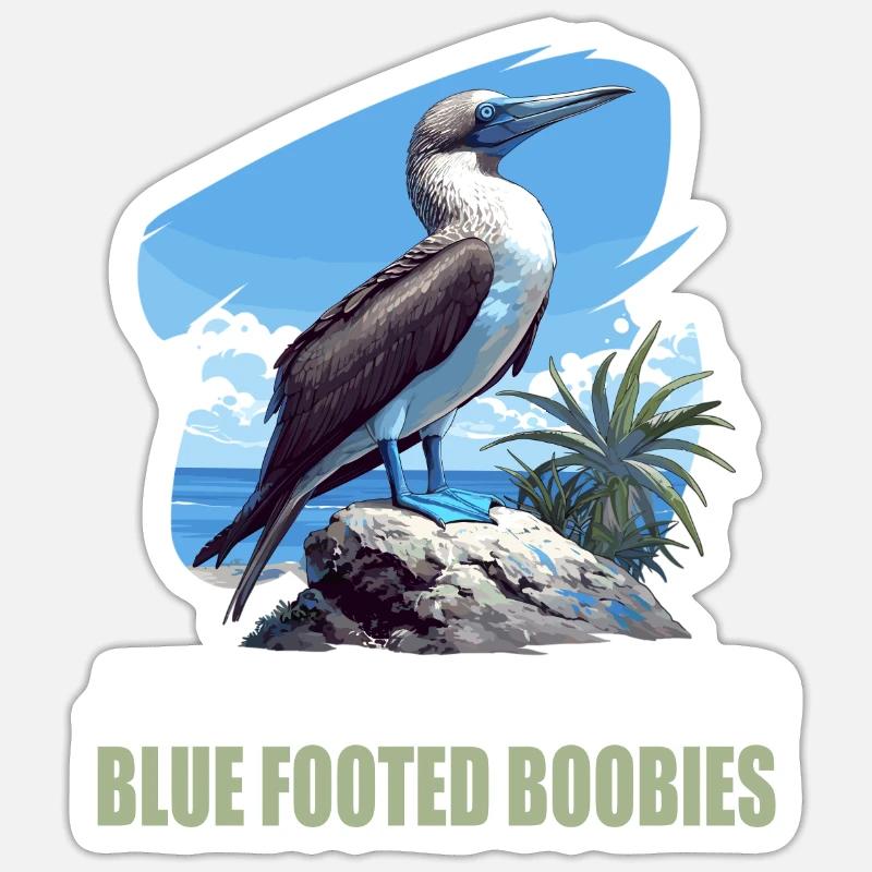 Fou à pieds bleus - Sticker taille S (10 x 10 cm) - blanc mat