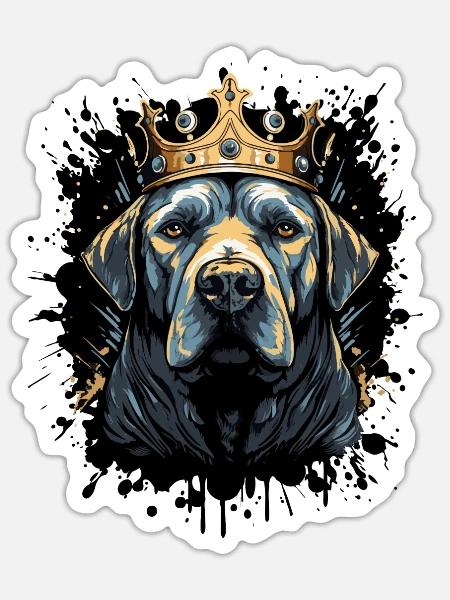 boxer hund tier krone - Sticker Größe S (10 x 10 cm) - Mattweiß
