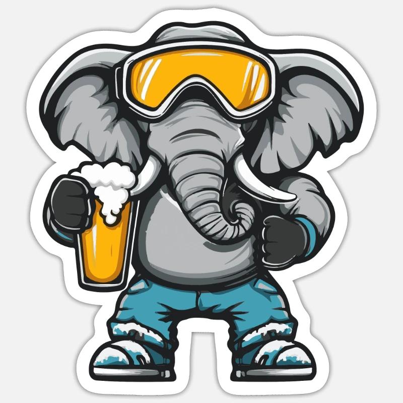 Bière de ski Mammut - Sticker taille S (10 x 10 cm) - blanc mat