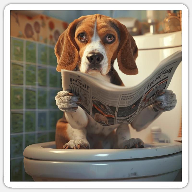 Beagle - Sticker Größe S (10 x 10 cm) - Mattweiß