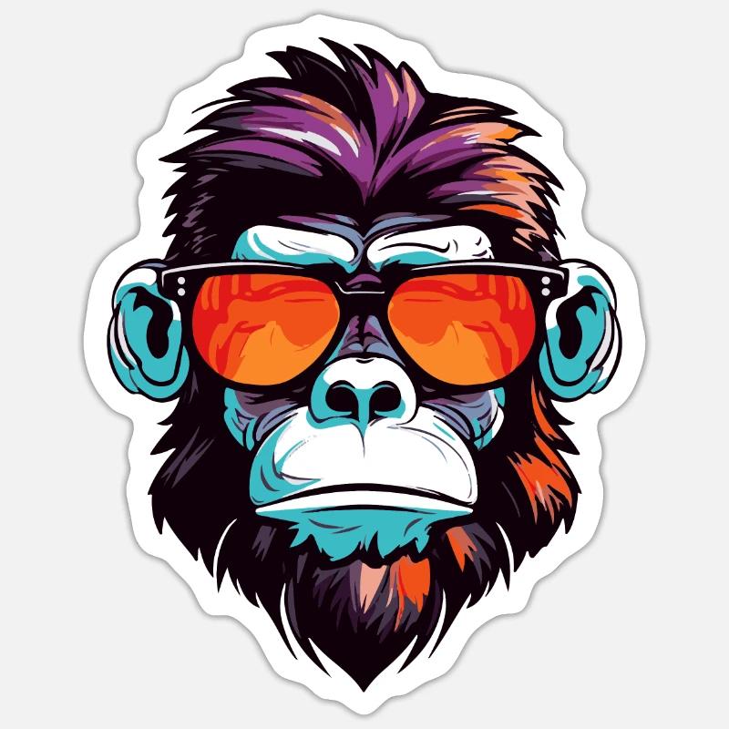 Monkey Head Portrait Cool - Sticker size S (10 x 10 cm) - white matte