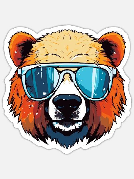 Eisbär Kopf Cool Polar bär - Sticker Größe S (10 x 10 cm) - Mattweiß