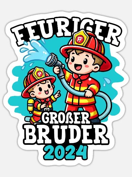 Feuriger Großer Bruder 2024 Feuerwehr - Sticker Größe S (10 x 10 cm) - Mattweiß
