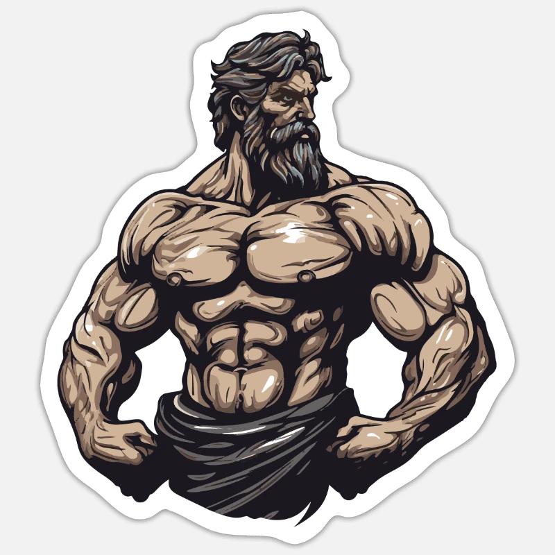 Muscles Bodybuilder Gym - Sticker taille S (10 x 10 cm) - blanc mat