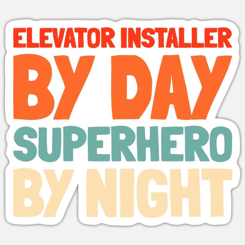 Elevator Installer - Sticker size S (10 x 10 cm) - white matte