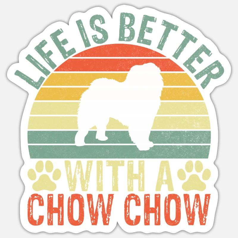 Cadeaux Chow Chow - Sticker taille S (10 x 10 cm) - blanc mat