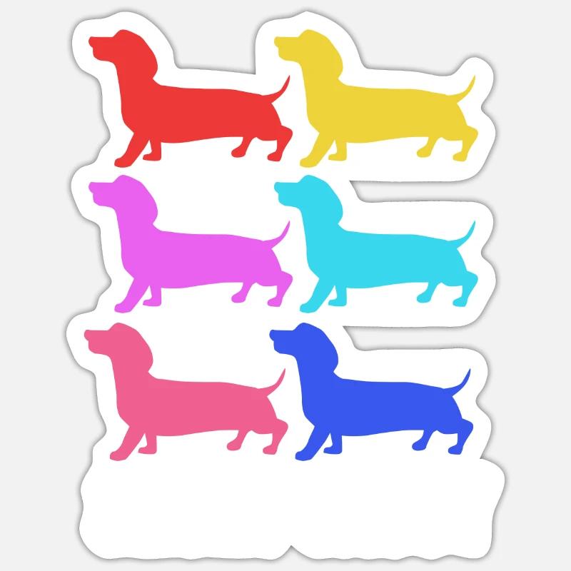 Teckel - Sticker taille S (10 x 10 cm) - blanc mat