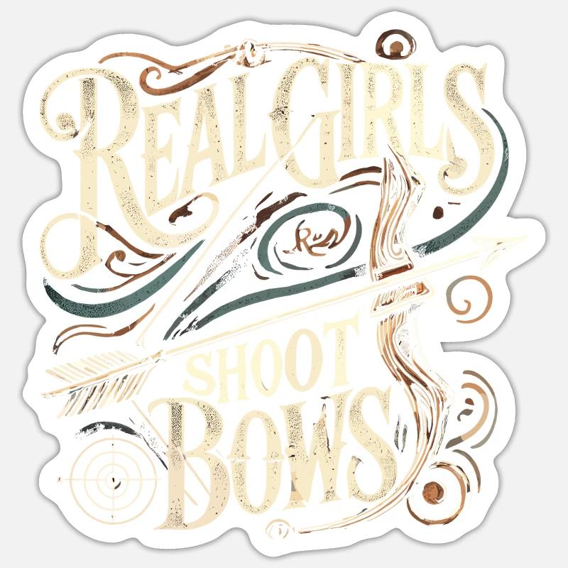 Echte Mädchen schießen Bögen - Sticker Größe S (10 x 10 cm) - Mattweiß