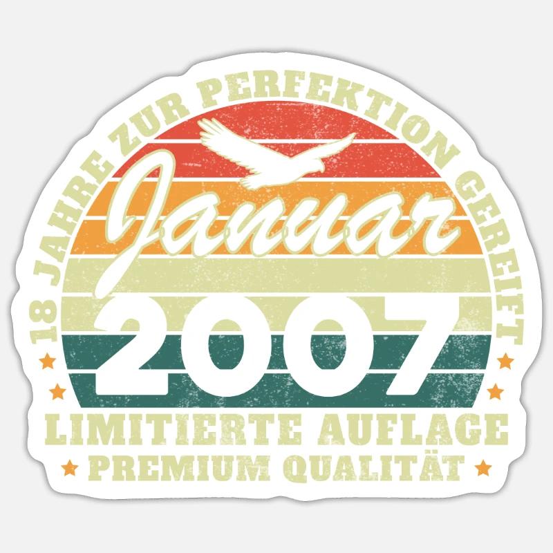18 ans Né en janvier 2007 Sticker taille S (10 x 10 cm)