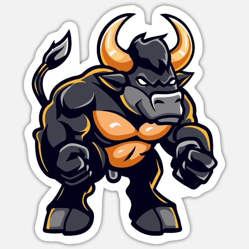 Taureau Bande dessinée - Sticker taille S (10 x 10 cm) - blanc mat