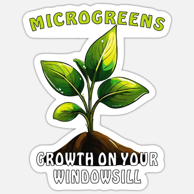 MICROGREENS GROWTH ON YOUR WINDOWSILL - Sticker Größe S (10 x 10 cm) - Mattweiß