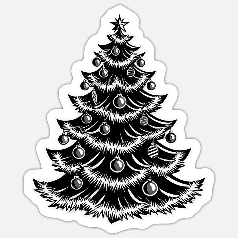 Weihnachtsbaum Mit Kugeln - Sticker Größe S (10 x 10 cm) - Mattweiß