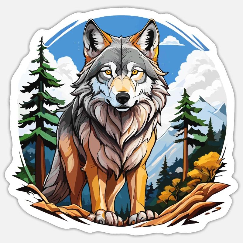 WOLF FOREST - Sticker size S (10 x 10 cm) - white matte