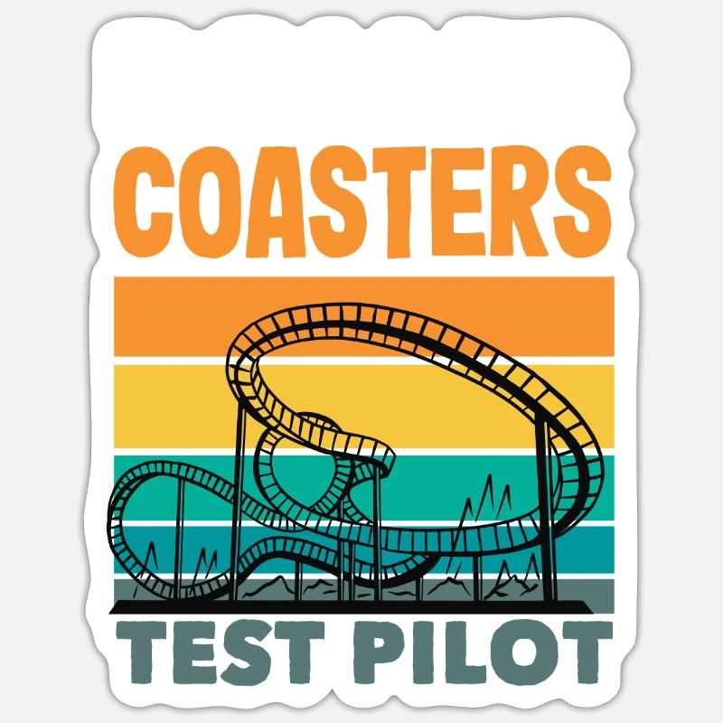 Achterbahn Testpilot Abenteuer - Sticker Größe S (10 x 10 cm) - Mattweiß