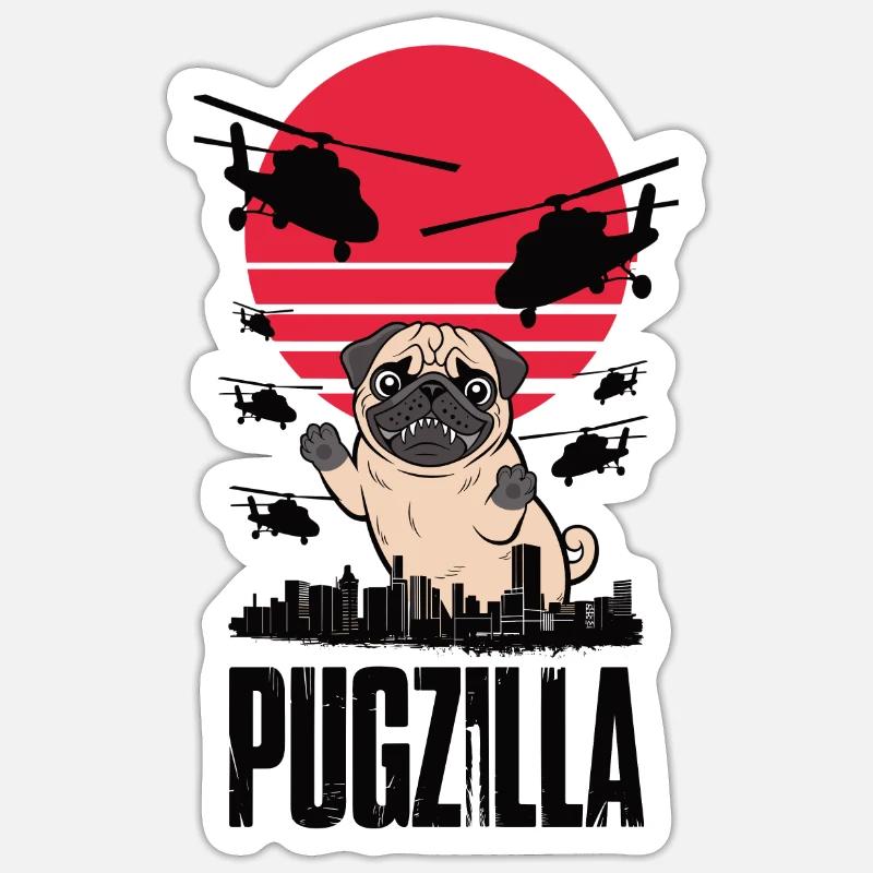 Pugzilla - Sticker size S (10 x 10 cm) - white matte