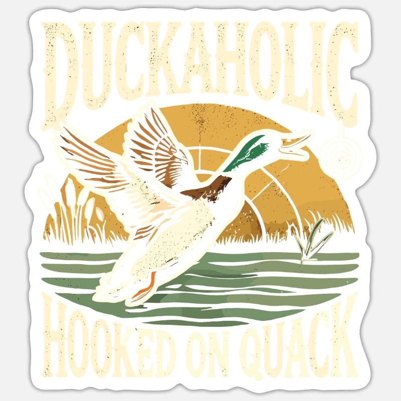 Duckaholic Hooked On Quack - Sticker Größe S (10 x 10 cm) - Mattweiß