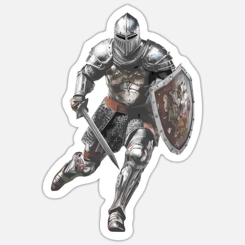 ÉPÉE ARMURE DE CHEVALIER Sticker taille S (10 x 10 cm)