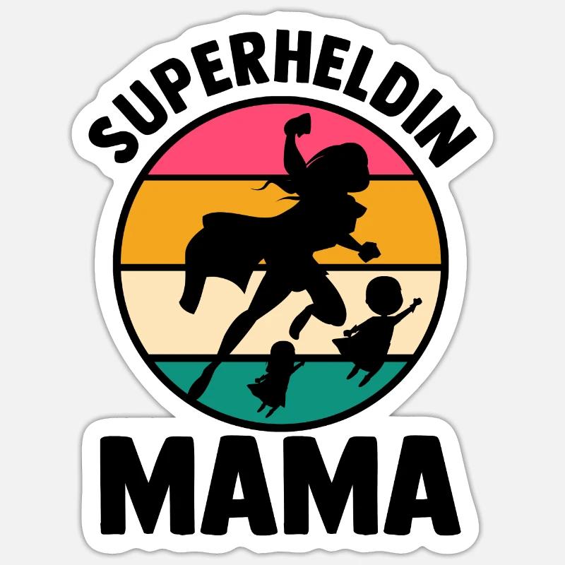 Mutter Superheldin Mama Sticker Größe S (10 x 10 cm)