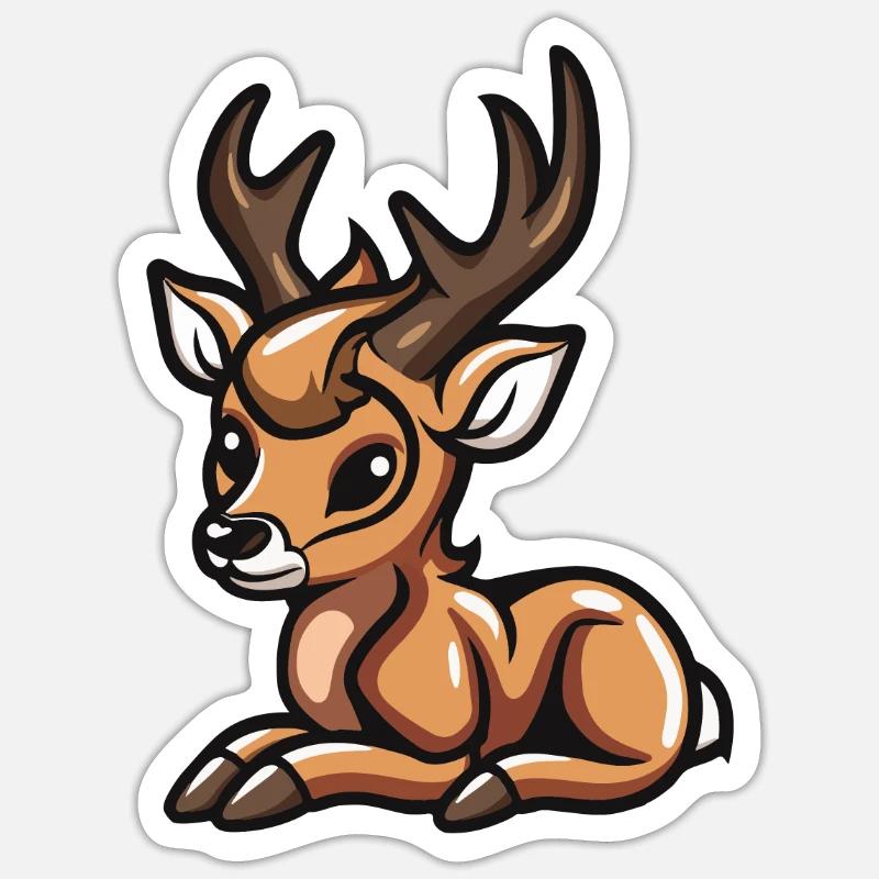 Bande dessinée de cerf - Sticker taille S (10 x 10 cm) - blanc mat