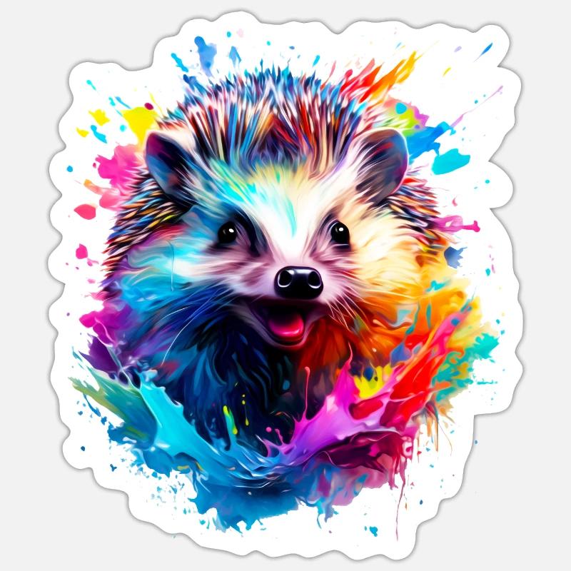 Painted Hedgehog Sticker size S (10 x 10 cm)