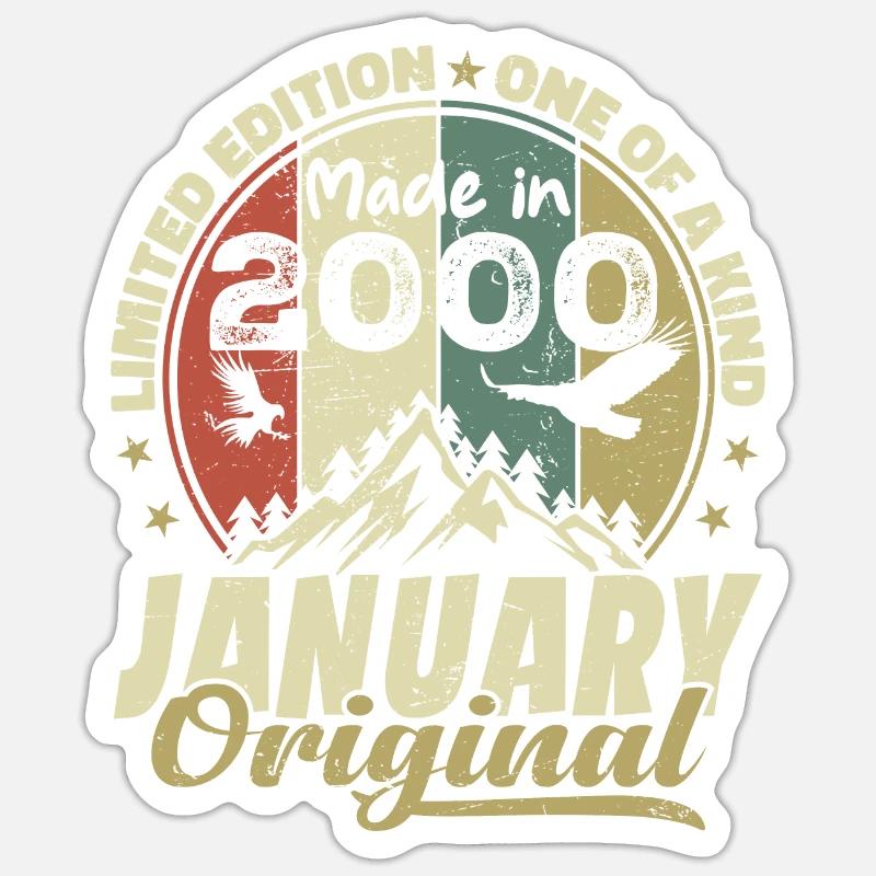 Anniversaire Janvier 2000 - Original Janvier 2000 Sticker taille S (10 x 10 cm)