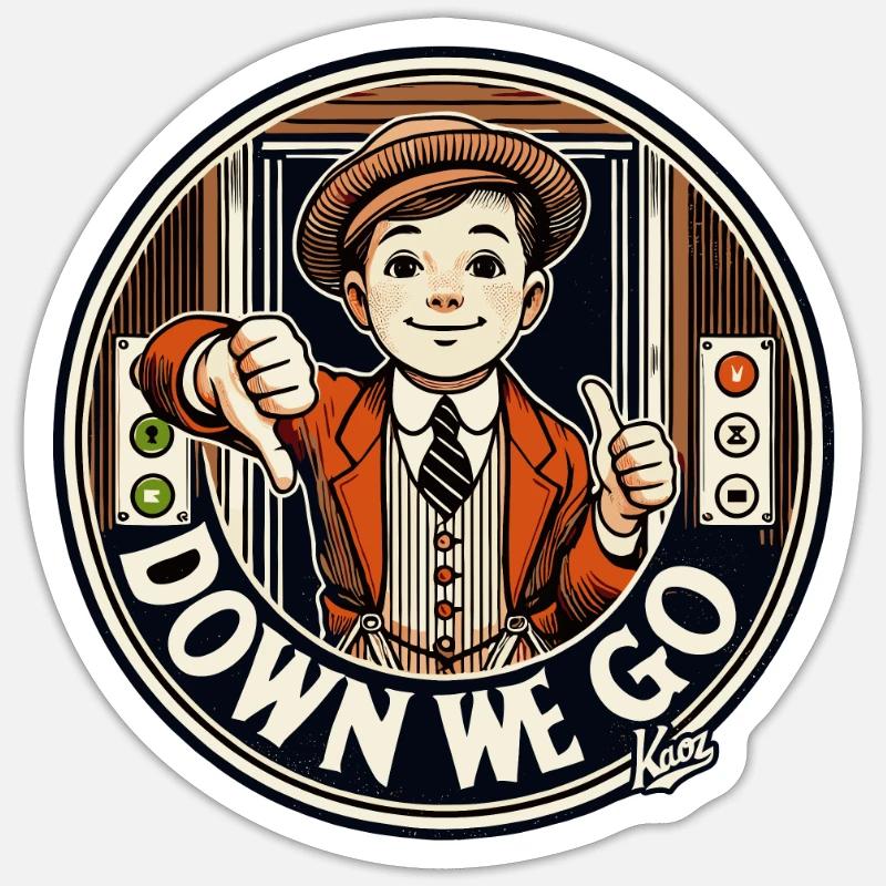 Elevator Liftboy : pouces vers le bas, ça descend Sticker taille S (10 x 10 cm)