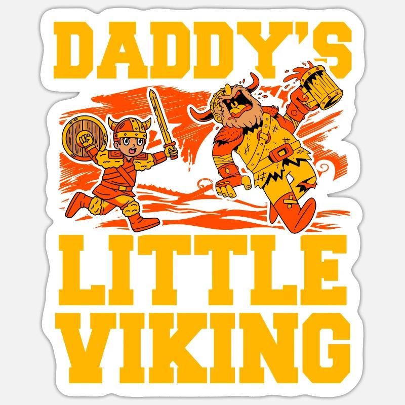 Papas kleiner Wikinger - Sticker Größe S (10 x 10 cm) - Mattweiß