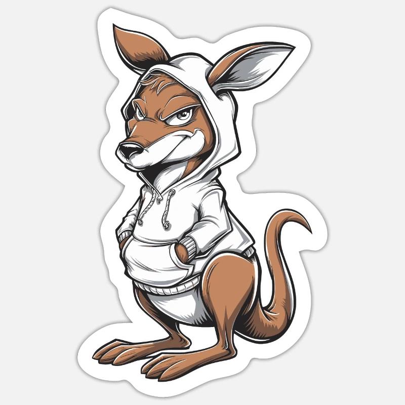 Kangaroo Kangaroo Australian Animals - Sticker size S (10 x 10 cm) - white matte