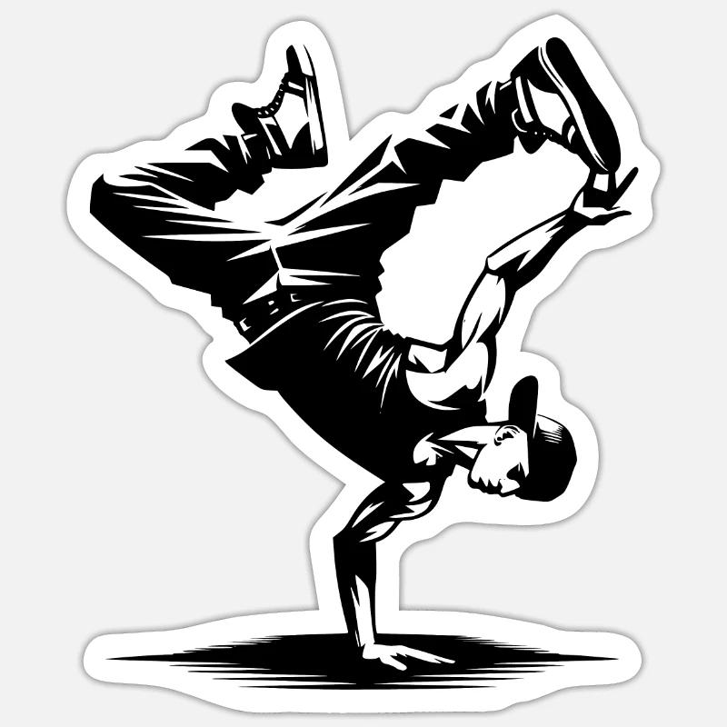 Breakdance - Sticker taille S (10 x 10 cm) - blanc mat