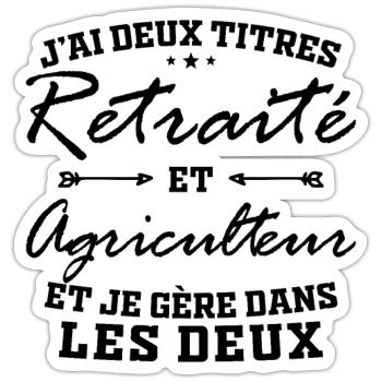 Zwei Titel: Retired und Farmer Man Gift - Sticker Größe S (10 x 10 cm) - Mattweiß - Vorne