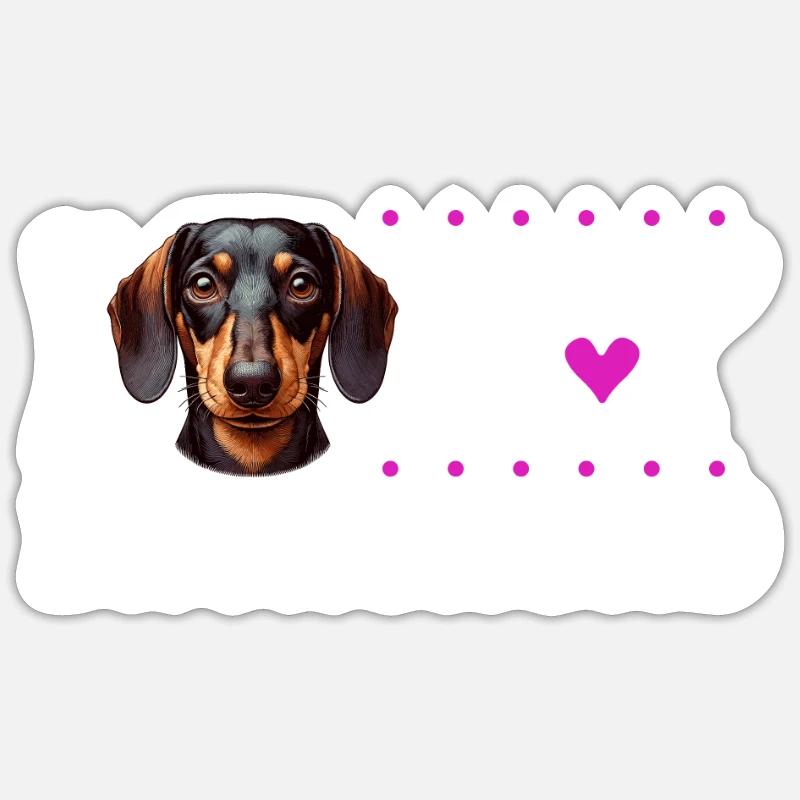J'aime mon teckel - Sticker taille S (10 x 10 cm) - blanc mat