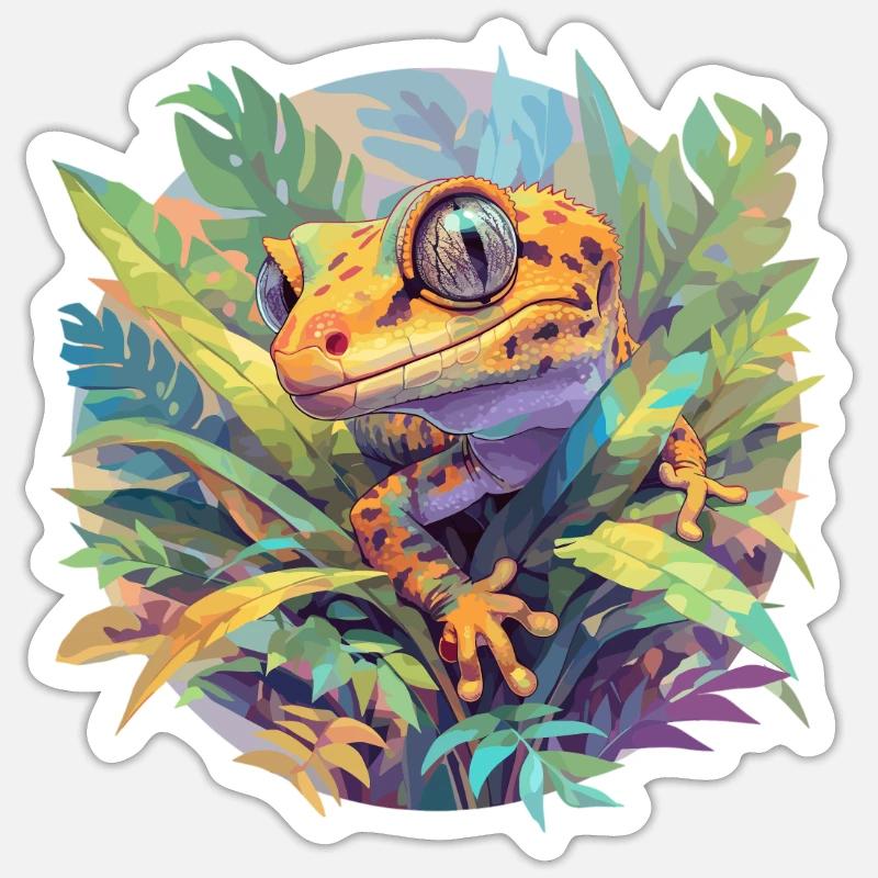 Geckos Geckos - Sticker taille S (10 x 10 cm) - blanc mat