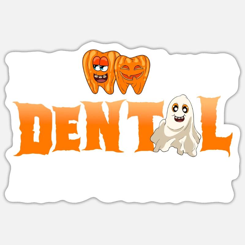 Dentiste Halloween assistant dentaire - Sticker taille S (10 x 10 cm) - blanc mat