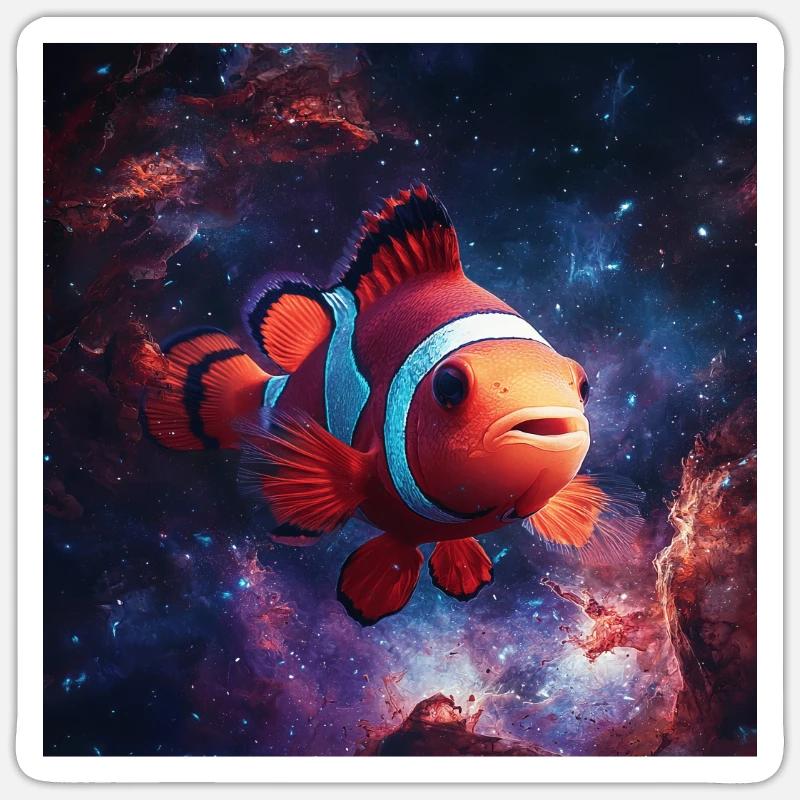 Clownfisch - Sticker Größe S (10 x 10 cm) - Mattweiß